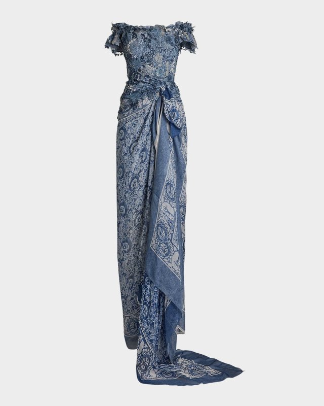 Ivanna Floral Gauze Evening Dress